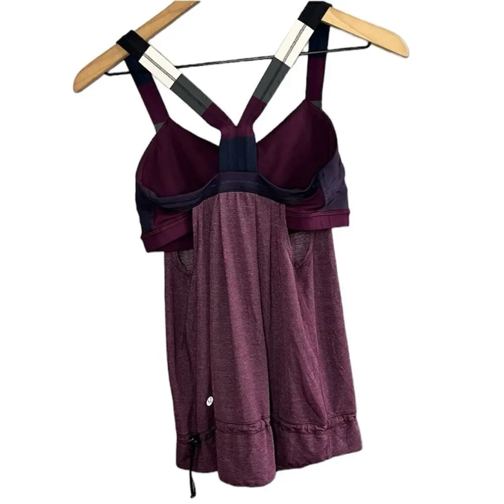 Lululemon Rest Less Tank Heathered Plum Hyper Stripe Plum Pow Stripe Angel Wing